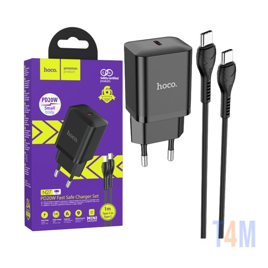 Hoco N27 Innovative Pd20w Charger With Type-C Cable 1m Black